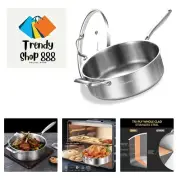 7 QT Tri-Ply Stainless Steel Sauté Pan with Lid,12 Inch Deep Frying pan,Large...