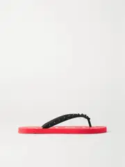 [Christian Louboutin] Christian Louboutin - Donna Spiked Rubber Flip Flops - Red - IT37 IT 37 Red