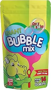 CrazyBubbles Giant Bubbles Mix - Makes 14 Gallons of Bubbles for Kids - All Natural Vegan Ingredients are Non-Toxic and Easy to Use - Made in Canada - Bubble Solution Refill