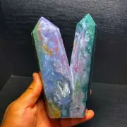 TOP 1215G Natural Polished Ocean Jasper Three Tower Crystal Tower Healing B481
