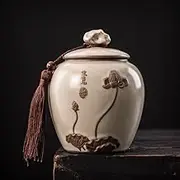 sealed lids, Ceramic Tea Jar with Sealed Lids, Container Tea Tins Tea Seal Jar with Lid for Loose Tea Spices Salt White Tea Containers,C(D)
