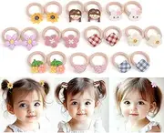 BIANHUAN 20 Pcs Baby Toddler Girls Hair Ties Set, Small Elastic Hair Bands for Thin/Thick Hair, Seamless Soft Scrunchies Ponytail Holders, Gentle No Damage Hair Accessories, Multicolor