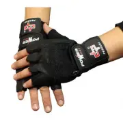 Fingerless Gloves Black Leather Working Out Weight Lifting Gym Wheelchair Large