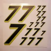 Matte Black-w/Yellow #7's Racing Numbers Vinyl Decal Sheet 1/10-1/12