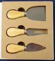 NEW 3 Pc. Cheese Knife Set, Includes Flat Blade Knife, Cheese Fork & Spade Knife