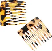 2Pcs French Hair Side Combs for Buns Side Hair Comb Clips for Women Small Hairs Comb for Styling Decorative French Twist Hairs Styling Accessories (Brown Hawksbill)
