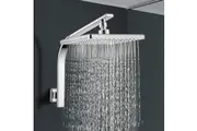 ACA 8 inch Rain Shower head Gooseneck Shower arm set Square Shower rails Chrome High Pressure WELS