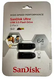 SanDisk SDCZ48-064G-AS162 Ultra High Speed USB 3.0 64 GB Flash Drive 2-Pack