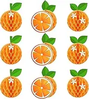 WILLBOND 9 Pcs Orange Honeycomb Balls Birthday Party Supplies Favors Table Centerpieces Tissue Paper Honeycomb Tabletop Hanging Decors Decorations for Party Baby Shower