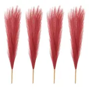 4 Pcs 17 Inch Faux Pampas Grass Artificial Boho Decor Wine Red