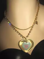 BETSEY JOHNSON RARE CANDYLAND LUCITE HEART WITH XOX BETSEY AND BLING NECKLACE