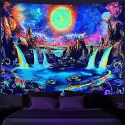 Fluorescent Landscape Tapestry Blacklight Landscape Tapestry Decoration Gift ▷