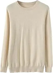 [Zadaos] Men' 100% Solid Cashmere Sweater O-Neck Loose Pullover Autumn Warm Shirt Knit Jacket Beige XL