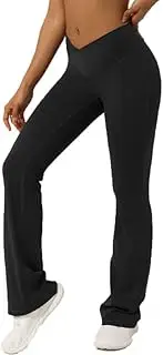 [BSLVWG] SLVWG Bootcut Yoga Pants for Women,High Waist Crossover Flared Leggings Wide Leg Bottom Bootleg Tummy Control Workout Gym Casual Work Flare Trousers