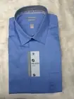 Van Heusen DRESS SHIRT Men's Lux Sateen FITTED Periwinkle No-Iron size 17 34/35