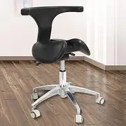 Adjustable Saddle Stool Chair, Dental Chair with Back Support, Ergonomic Rolling Seat PU Leather Hydraulic Swivel Chair for Salon Tattoo Beauty Spa Medical Clinic Lab Studio Office Home