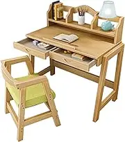 Kids Desk and Chair Set,Height Adjustable Children Study Table,Children Writing Desk with Storage and Drawers, Suitable for Reading, Drawing and Learning