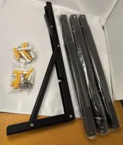Black Folding Shelf Brackets 16" 4 Pcs Heavy Duty Metal Trigger Collapsible