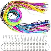 tao Pipe 200 PCS Scoubidou Strings DIY Plastic Lacing Cord Handwork Gimp String for Jewelry Making in 20 Colors with 10 PCS Snap Clips and 10PCS Key Chain Rings