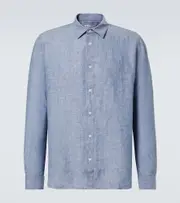 [Orlebar Brown] Orlebar Brown Justin linen chambray shirt UK 16 blue