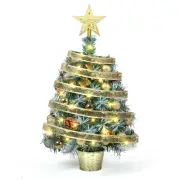 "Small Prelit Christmas Tree 20"" Tabletop Mini Xmas Trees Snow Flocked Batte...