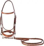 Huntley Eqest. Fancy Stitch Sedgwick Leather English Bridle & Reins, Medium Pony