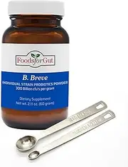Foods For Gut Bifidobacterium Breve Probiotic Powder 300 Billion cfu's | Made in USA | No Additives | Digestive & Immune Support | High Potency | B. Breve | 60 Grams (2.11 Oz)