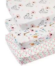 Pack N Play Sheet Stretchy Fitted Portable Mini Crib Sheets Set 3 Pack,Playard S
