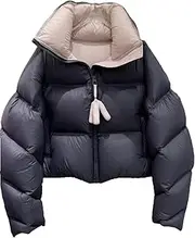 [Mkjuuior] Winter White Duck Down Jacket Casual Women's Stand Collar Zipper Loose Down Parka Coat