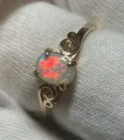 Coober Pedy Natural Solid Polished Opal. Set In 14k Gold Ring Size 8 1ct 8x6mm.