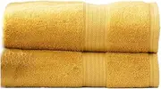 2pc Renee Taylor Stella Bath Sheet/Towel 160cm Soft Bamboo Cotton 650GSM Mustard