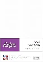 Crafter's Companion A4 Premium Linen White Card Pack-300GSM-Pack Includes 100 Sheets