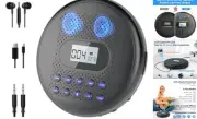Portable CD Player with Dual Stereo Speakers, Rechargeable CD Player for Car
