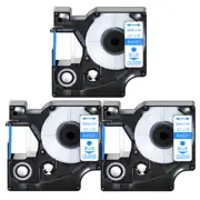 3PK Blue on Clear Label Tape 12mmx7m For DYMO D1 45011 LabelManager 300 350 350D