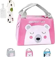 Insulated Lunch Bag, Lunch Basket, Mini Insulated Thermal Lunch Tote, Multipurpose Cartoon Lunch Box with Tags for School Office Picnic Hiking Luggage Kids Girls Boys Women (Pink)
