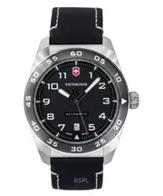Victorinox Swiss Army Leather Strap Black Dial Automatic 28 Jewels 242044 100M Men's Watch