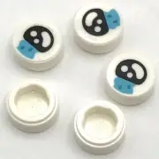 Lego 5 New White Tiles Round 1 x 1 w/ Black Eye w/ White Spots and Bean Parts