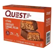 New QUEST Crispy Chocolate Caramel Pecan 17g Protein 2g Bars 8.46oz (1 Box)