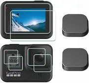 ULBTER GoPro Hero8 Screen Protector for GoPro Hero 8 Black Action Camera + lens screen protector+Lens cap Cover,9H Hardness Tempered Glass Saver,Anti-Scrach Anti-Fingerprint Anti-Bubble [2+6 Pack]
