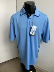 *NWT* Cool Comfort Men’s medium Coolmax blue short sleeve polo shirt golf
