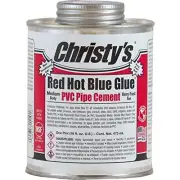 Christy's Red Hot Blue Glue PVC Cement - Medium Body, Very Fast Set, Low-VOC, 1