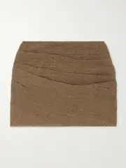[Le Kasha] Le Kasha - Spetses Draped Organic Linen-gauze Mini Skirt - Brown - small small Brown