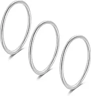 [Silbertale] 1.2mm 925 Sterling Silver Stackable Ring Midi Stacking Bands Set Men Women Girls Size Choose