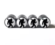 Bigfoot Sasquatch Lumberjack with Axe (White Background) Tire Valve Caps - 4 pk