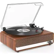 Udreamer Vinyl Record Player With Bluetooth,All In One 3-Speed Vintage Audio Tur