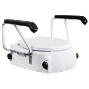 Adjustable Raised Toilet Seat Raiser with Armrests and Lid