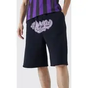 Mens Black Oversized Homme Graffiti Drop Crotch Jorts