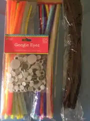 75 Fuzzy Pipettes (variety Colors) & 125 Assorted Googly Eyes (3 sizes).