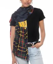MSRP $36 Inc International Concepts Patched Plaid Scarf Size OSFA