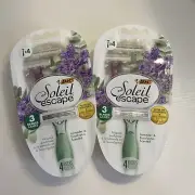 2 Packs Bic Soleil Escape Razor 3 Blades, 4 pack, total of 8 razors Lavender